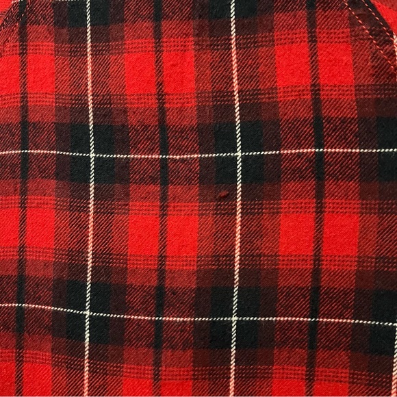 H&M Red and Navy Plaid Flannel Shirt - Picture 3 of 11